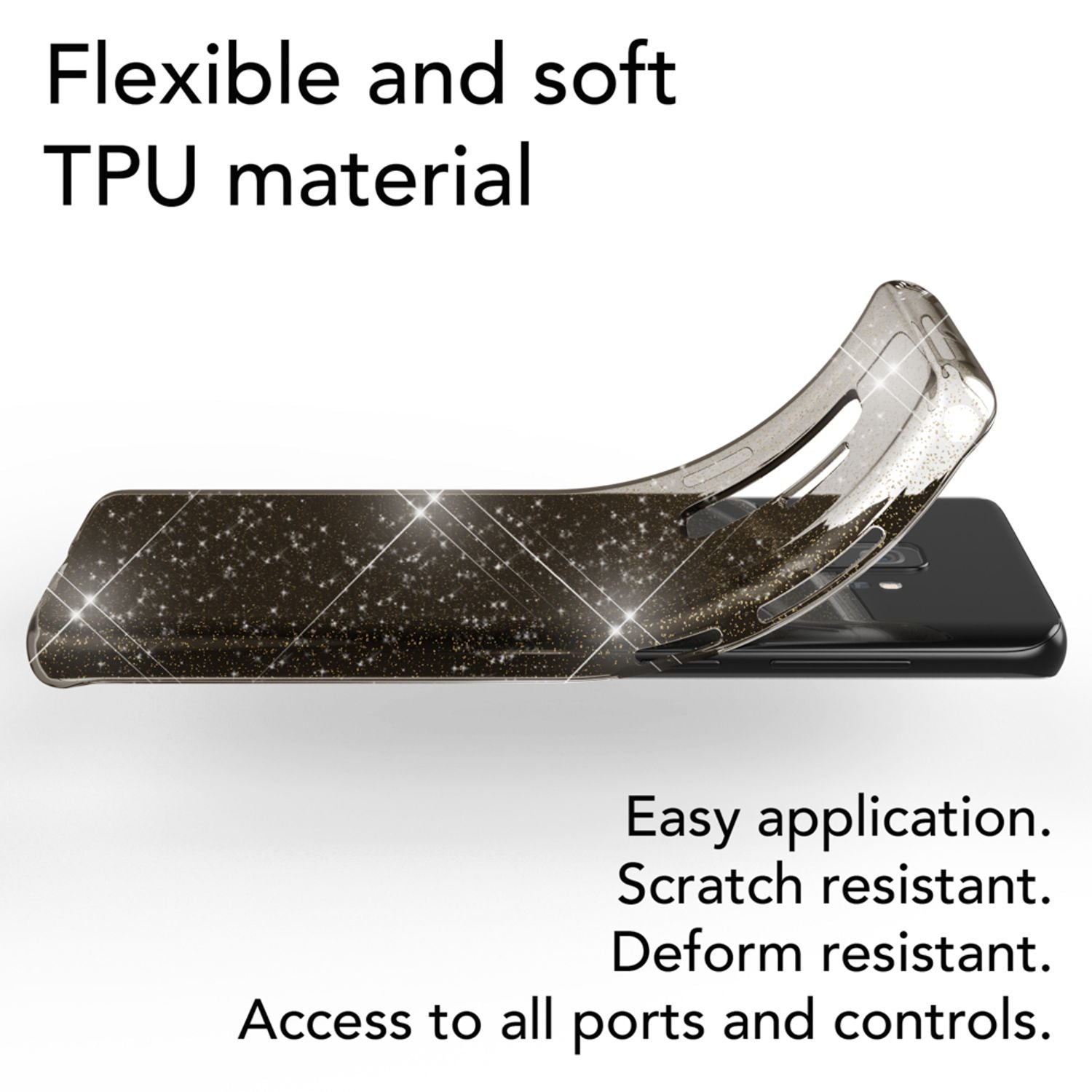 NALIA Glitter Handy Hülle für Samsung Galaxy S9 Plus Glitzer Cover Silikon Case Transparent NALIA Transparente Hülle