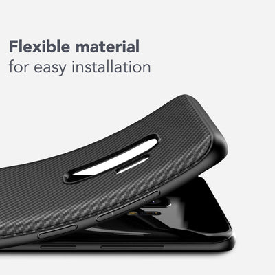 NALIA Silikonhülle für Samsung Galaxy S9 Plus – Rutschfest & Matt – VORTEX (Gebürstete Optik & Carbon Design) – Marke aus Berlin Schwarz NALIA Protective Hülle