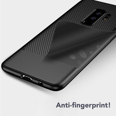 NALIA Silikonhülle für Samsung Galaxy S9 Plus – Rutschfest & Matt – VORTEX (Gebürstete Optik & Carbon Design) – Marke aus Berlin Schwarz NALIA Protective Hülle