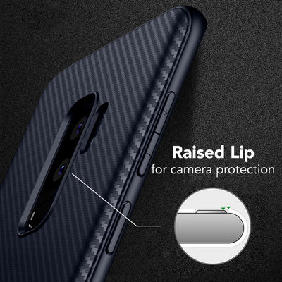 NALIA Silikonhülle für Samsung Galaxy S9 Plus – Rutschfest & Matt – VORTEX (Gebürstete Optik & Carbon Design) – Marke aus Berlin Schwarz NALIA Protective Hülle