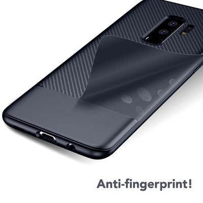 NALIA Silikonhülle für Samsung Galaxy S9 Plus – Rutschfest & Matt – VORTEX (Gebürstete Optik & Carbon Design) – Marke aus Berlin Schwarz NALIA Protective Hülle