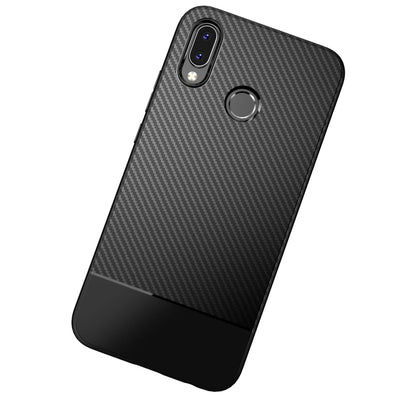 Huawei P20 Lite Handy Hülle von NALIA, Slim Soft Silikon Case Dünne Carbon Look Schwarz NALIA Protective Hülle