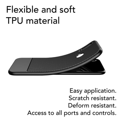 NALIA Silikonhülle für Huawei P20 Lite – Rutschfest & Matt – VORTEX (Gebürstete Optik & Carbon Design) – Marke aus Berlin Schwarz NALIA Protective Hülle