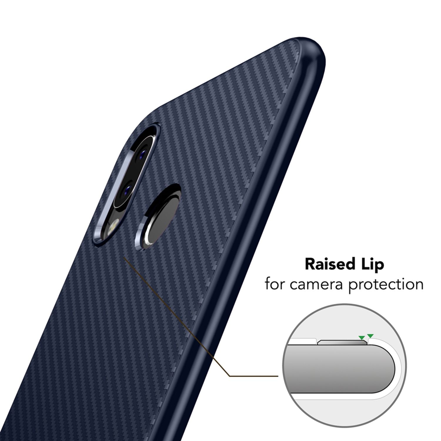 Huawei P20 Lite Handy Hülle von NALIA, Slim Soft Silikon Case Dünne Carbon Look Schwarz NALIA Protective Hülle