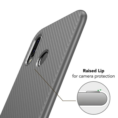 Huawei P20 Lite Handy Hülle von NALIA, Slim Soft Silikon Case Dünne Carbon Look Schwarz NALIA Protective Hülle