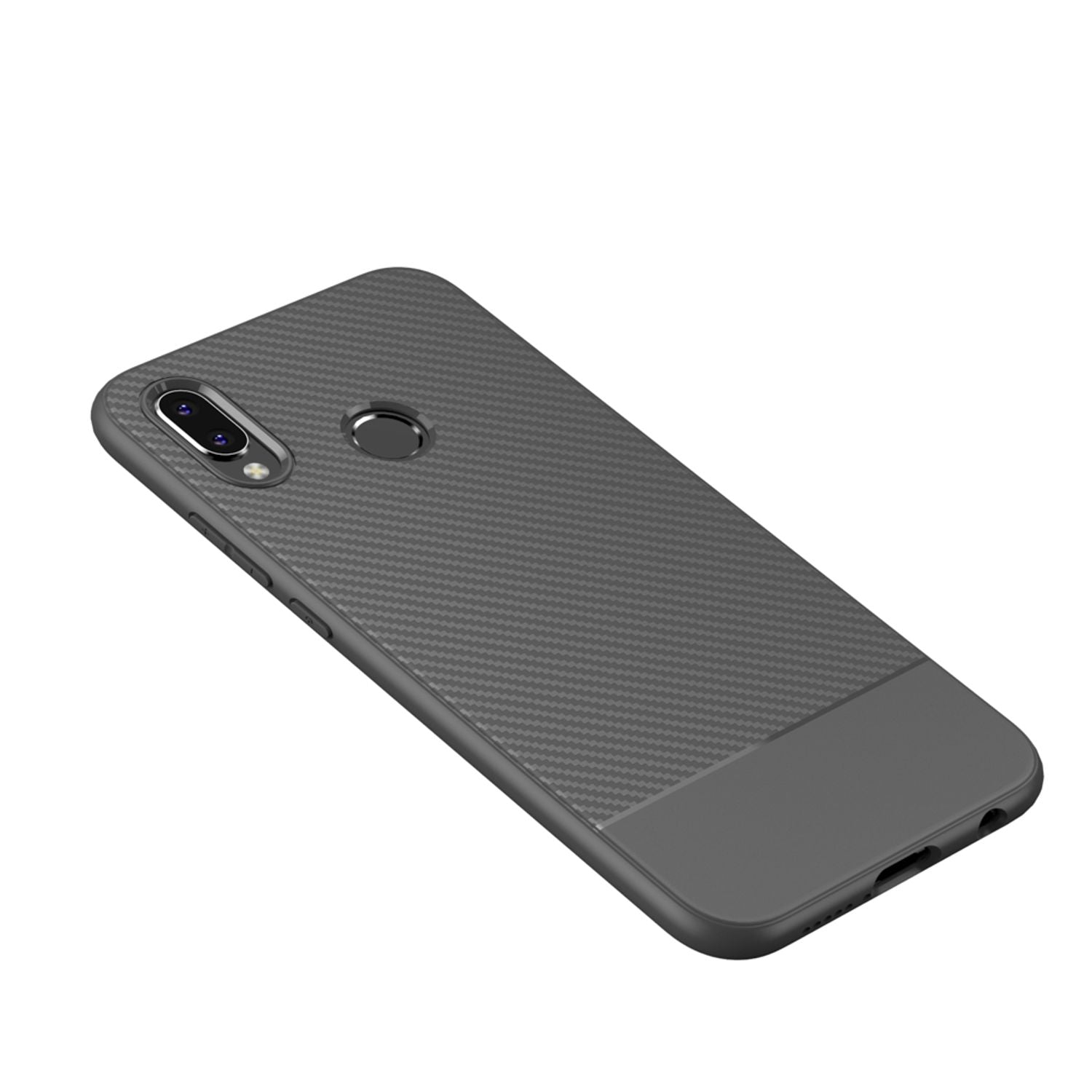 Huawei P20 Lite Handy Hülle von NALIA, Slim Soft Silikon Case Dünne Carbon Look Schwarz NALIA Protective Hülle