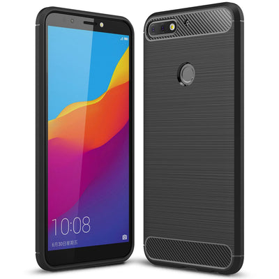NALIA Silikonhülle für Huawei Y7 (2018) – Rutschfest & Matt – VORTEX (Gebürstete Optik & Carbon Design) – Marke aus Berlin NALIA Protective Hülle