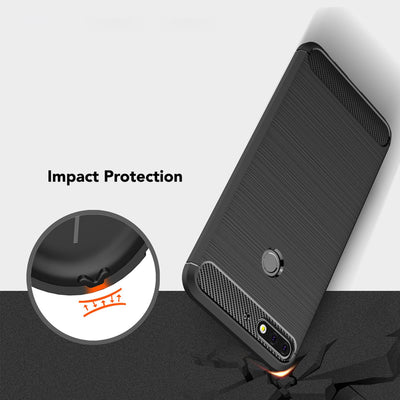 NALIA Silikonhülle für Huawei Y7 (2018) – Rutschfest & Matt – VORTEX (Gebürstete Optik & Carbon Design) – Marke aus Berlin NALIA Protective Hülle