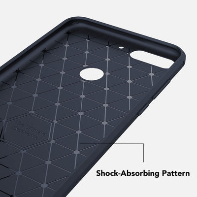 NALIA Silikonhülle für Huawei Y7 (2018) – Rutschfest & Matt – VORTEX (Gebürstete Optik & Carbon Design) – Marke aus Berlin Dunkelblau NALIA Protective Hülle