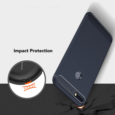 NALIA Silikonhülle für Huawei Y7 (2018) – Rutschfest & Matt – VORTEX (Gebürstete Optik & Carbon Design) – Marke aus Berlin Dunkelblau NALIA Protective Hülle