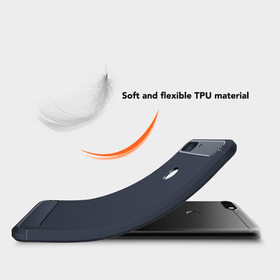 NALIA Silikonhülle für Huawei Y7 (2018) – Rutschfest & Matt – VORTEX (Gebürstete Optik & Carbon Design) – Marke aus Berlin Dunkelblau NALIA Protective Hülle