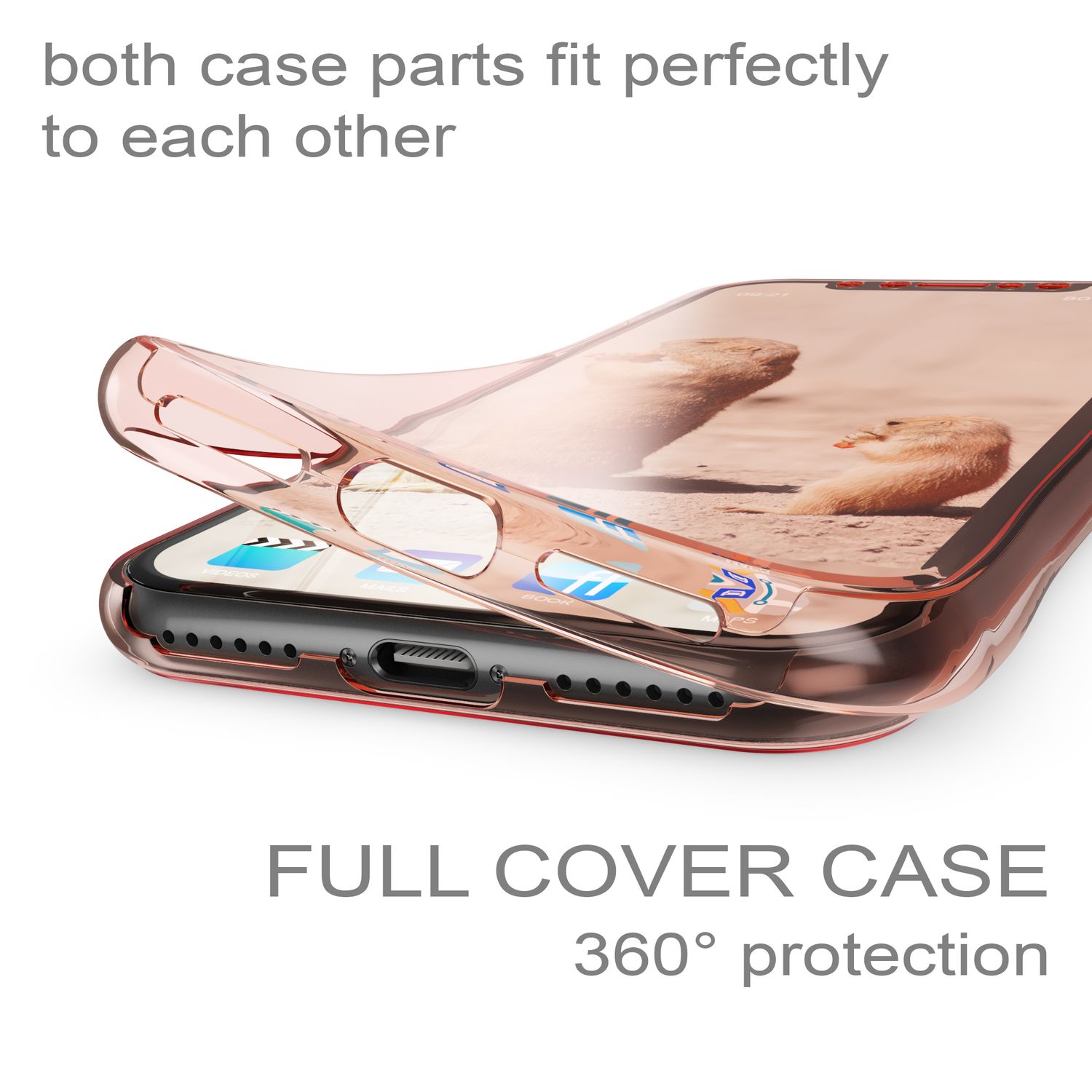 NALIA 360 Grad Hülle für Apple iPhone XS X Glitter Handy Cover Case Silikon Etui NALIA