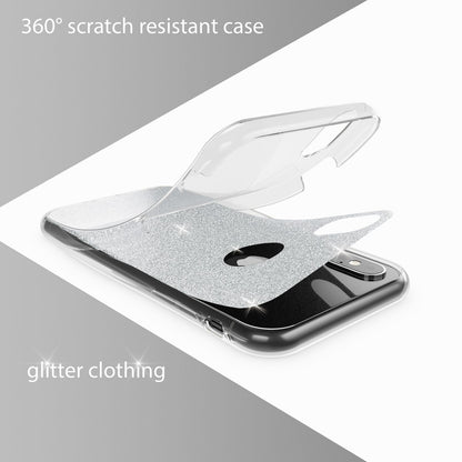 NALIA 360 Grad Hülle für Apple iPhone XS X Glitter Handy Cover Case Silikon Etui NALIA