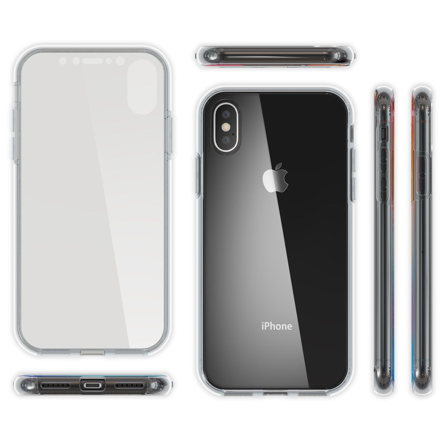 NALIA 360 Grad Handy Hülle für Apple iPhone XS Max, Full Cover Case Bumper Etui Transparent NALIA Transparente Hülle
