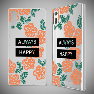 NALIA Handyhülle kompatibel mit Sony Xperia XZ, Slim Silikon Motiv Case Phone Cover Crystal Schutzhülle Dünn Durchsichtig, Etui Handy-Tasche Transparent Backcover Bumper Always Happy NALIA Protective Hülle