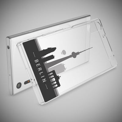 NALIA Handyhülle kompatibel mit Sony Xperia XZ, Slim Silikon Motiv Case Phone Cover Crystal Schutzhülle Dünn Durchsichtig, Etui Handy-Tasche Transparent Backcover Bumper Berlin Skyline NALIA Protective Hülle