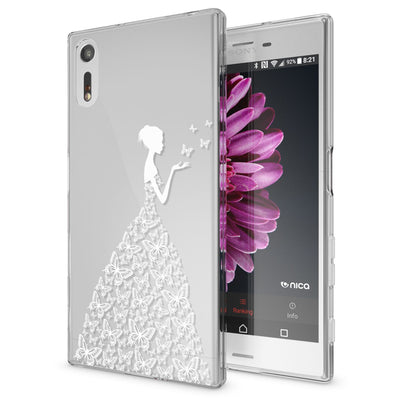 NALIA Handyhülle kompatibel mit Sony Xperia XZ, Slim Silikon Motiv Case Phone Cover Crystal Schutzhülle Dünn Durchsichtig, Etui Handy-Tasche Transparent Backcover Bumper Butterfly Princess NALIA Protective Hülle