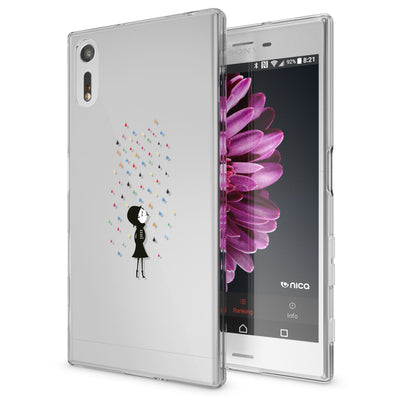 NALIA Handyhülle kompatibel mit Sony Xperia XZ, Slim Silikon Motiv Case Phone Cover Crystal Schutzhülle Dünn Durchsichtig, Etui Handy-Tasche Transparent Backcover Bumper Butterfly Princess NALIA Protective Hülle