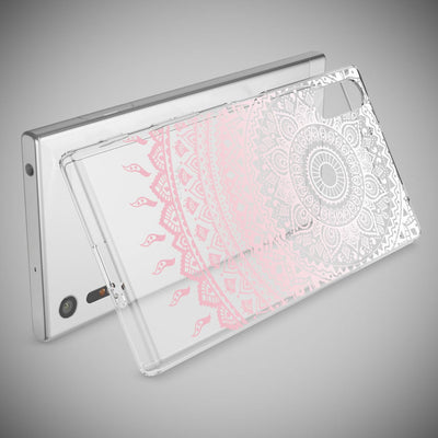 NALIA Handyhülle kompatibel mit Sony Xperia XZ, Slim Silikon Motiv Case Phone Cover Crystal Schutzhülle Dünn Durchsichtig, Etui Handy-Tasche Transparent Backcover Bumper Mandala Pink NALIA Protective Hülle