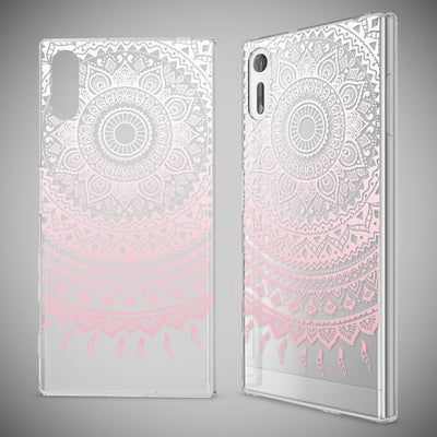 NALIA Handyhülle kompatibel mit Sony Xperia XZ, Slim Silikon Motiv Case Phone Cover Crystal Schutzhülle Dünn Durchsichtig, Etui Handy-Tasche Transparent Backcover Bumper Mandala Pink NALIA Protective Hülle