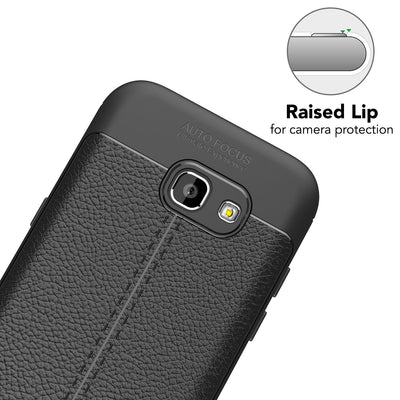 NALIA Hülle Leder-Look kompatibel mit Samsung Galaxy A5 2017, Handyhülle Ultra Slim Silikon Case, Dünne Phone Schutzhülle, Handy-Tasche Back-Cover Bumper, TPU Gummihülle - Schwarz Default Title NALIA Protective Hülle