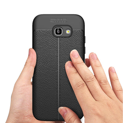 NALIA Hülle Leder-Look kompatibel mit Samsung Galaxy A5 2017, Handyhülle Ultra Slim Silikon Case, Dünne Phone Schutzhülle, Handy-Tasche Back-Cover Bumper, TPU Gummihülle - Schwarz Default Title NALIA Protective Hülle