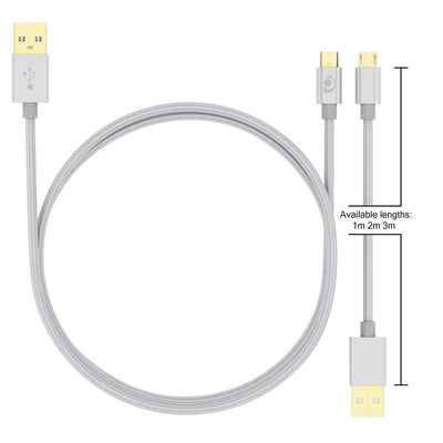 NALIA 1m Micro USB Kabel, Stabiles Nylon umflochtenes Sync Handy High Speed Ladekabel/ Datenkabel kompatibel mit z.B. Android Smartphones, Samsung, Huawei, HTC, LG, Sony, Nokia etc. - Silber Default Title NALIA Ladegerät