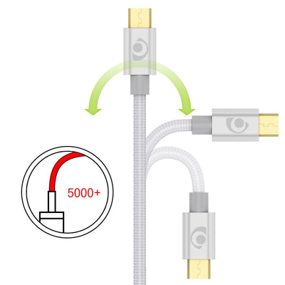 NALIA 2m Micro USB Kabel, Stabiles Nylon umflochtenes Sync Handy High Speed Ladekabel/ Datenkabel kompatibel mit z.B. Android Smartphones, Samsung, Huawei, HTC, LG, Sony, Nokia etc. - Silber NALIA Ladegerät