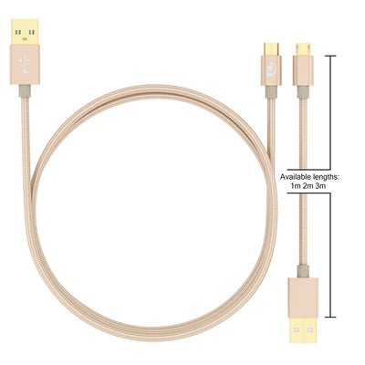 NALIA 2m Micro USB Kabel, Stabiles Nylon umflochtenes Sync Handy High Speed Ladekabel/ Datenkabel kompatibel mit z.B. Android Smartphones, Samsung, Huawei, HTC, LG, Sony, Nokia etc. - Gold NALIA Ladegerät