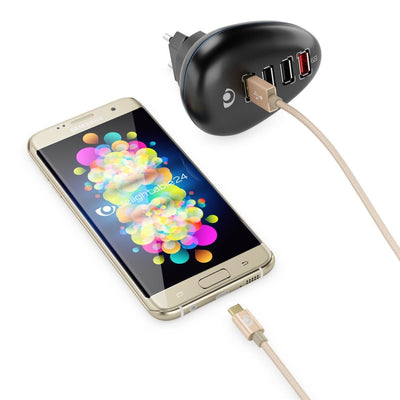 NALIA 2m Micro USB Kabel, Stabiles Nylon umflochtenes Sync Handy High Speed Ladekabel/ Datenkabel kompatibel mit z.B. Android Smartphones, Samsung, Huawei, HTC, LG, Sony, Nokia etc. - Gold NALIA Ladegerät