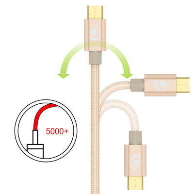 NALIA 2m Micro USB Kabel, Stabiles Nylon umflochtenes Sync Handy High Speed Ladekabel/ Datenkabel kompatibel mit z.B. Android Smartphones, Samsung, Huawei, HTC, LG, Sony, Nokia etc. - Gold NALIA Ladegerät