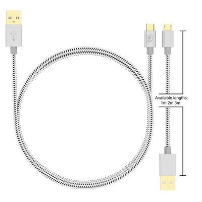 NALIA 1m Micro USB Kabel, Stabiles Nylon umflochtenes Sync Handy High Speed Ladekabel/ Datenkabel kompatibel mit z.B. Android Smartphones, Samsung, Huawei, HTC, LG, Sony, Nokia etc. - Weiß Schwarz NALIA Ladegerät