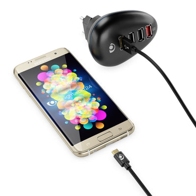 NALIA 1m Micro USB Kabel, Stabiles Nylon umflochtenes Sync Handy High Speed Ladekabel/ Datenkabel für Smartphone, Tablet, etc. (kompatibel mit Samsung, Huawei, HTC, LG, Sony, Nokia etc.) - Schwarz NALIA Ladegerät