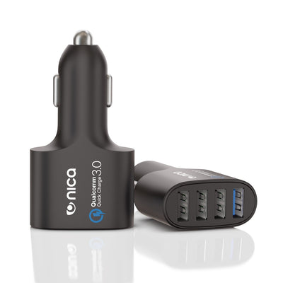 NALIA 4-Port USB Quick-Charge 3.0 Auto-Ladegerät, Car Charger Schnellladegerät Mini Ladestecker Adapter Kfz Zigaretten-Anzünder Power Ladeadapter kompatibel mit iPhone Samsung Huawei Sony Navi Tablet Default Title NALIA Ladegerät