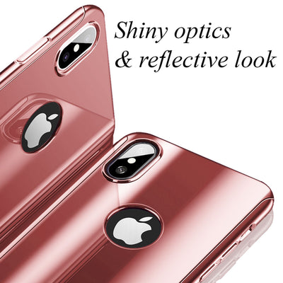 NALIA 360 Grad Handyhülle kompatibel mit Apple iPhone XS Max, Full-Cover & Schutzglas vorne hinten Hülle Doppel-Schutz Dünn Ganzkörper Case Etui Handy-Tasche Bumper & Displayschutz Rose Gold NALIA GlasSchutz