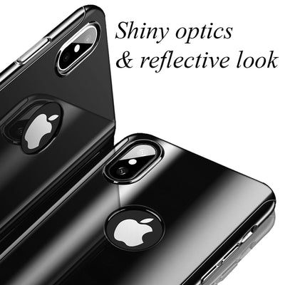 NALIA 360 Grad Handyhülle kompatibel mit Apple iPhone XS Max, Full-Cover & Schutzglas vorne hinten Hülle Doppel-Schutz Dünn Ganzkörper Case Etui Handy-Tasche Bumper & Displayschutz Schwarz NALIA GlasSchutz