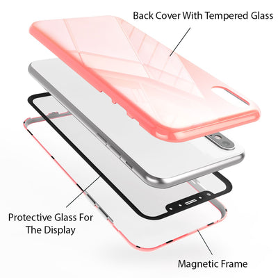NALIA Magnetische 360° Glas Hülle kompatibel mit iPhone XS Max, Ultra-Slim Hard-Case Dünnes Hartglas Back-Cover mit Rahmen & Display-Schutz, Full-Body Schutzhülle Bumper Handy-Tasche Gelb NALIA GlasSchutz