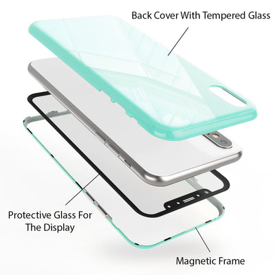 NALIA Magnetische 360° Glas Hülle kompatibel mit iPhone XS Max, Ultra-Slim Hard-Case Dünnes Hartglas Back-Cover mit Rahmen & Display-Schutz, Full-Body Schutzhülle Bumper Handy-Tasche Gelb NALIA GlasSchutz