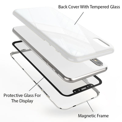 NALIA Magnetische 360° Glas Hülle kompatibel mit iPhone XS Max, Ultra-Slim Hard-Case Dünnes Hartglas Back-Cover mit Rahmen & Display-Schutz, Full-Body Schutzhülle Bumper Handy-Tasche Gelb NALIA GlasSchutz