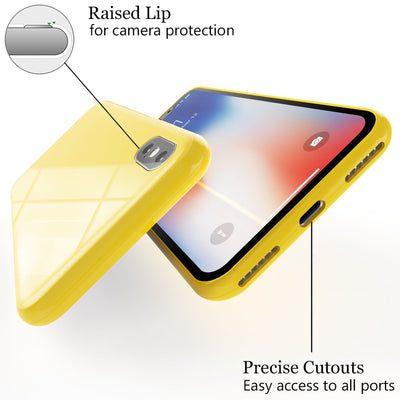 NALIA Magnetische 360° Glas Hülle kompatibel mit iPhone XS Max, Ultra-Slim Hard-Case Dünnes Hartglas Back-Cover mit Rahmen & Display-Schutz, Full-Body Schutzhülle Bumper Handy-Tasche Gelb NALIA GlasSchutz