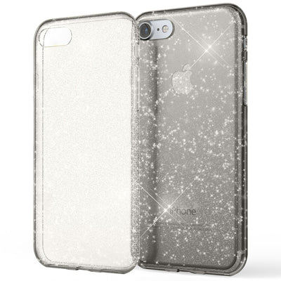 NALIA Glitter Case kompatibel mit iPhone SE 2022 / SE 2020 / 8 / 7 Hülle, Bling Silikon Handyhülle Strass Cover Durchsichtig Dünne Handy-Tasche Schutzhülle Phone Etui Bumper Skin Transparent NALIA Transparente Hülle