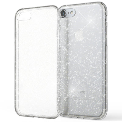 NALIA Glitter Case kompatibel mit iPhone SE 2022 / SE 2020 / 8 / 7 Hülle, Bling Silikon Handyhülle Strass Cover Durchsichtig Dünne Handy-Tasche Schutzhülle Phone Etui Bumper Skin Transparent NALIA Transparente Hülle