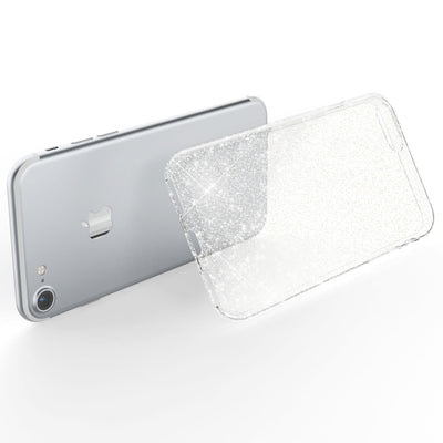 NALIA Glitter Case kompatibel mit iPhone SE 2022 / SE 2020 / 8 / 7 Hülle, Bling Silikon Handyhülle Strass Cover Durchsichtig Dünne Handy-Tasche Schutzhülle Phone Etui Bumper Skin Transparent NALIA Transparente Hülle