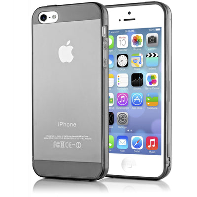 NALIA Handyhülle kompatibel mit iPhone 5 5S SE, Ultra-Slim Silikon Case Cover Schutzhülle Dünn Durchsichtig, Handy-Tasche Telefon-Schale Skin Back-Cover Etui Smart-Phone Bumper - Grau Transparent NALIA SlimFit Hülle