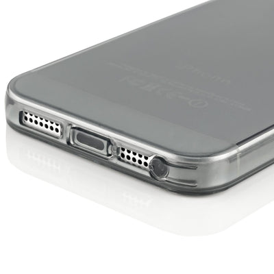 NALIA Handyhülle kompatibel mit iPhone 5 5S SE, Ultra-Slim Silikon Case Cover Schutzhülle Dünn Durchsichtig, Handy-Tasche Telefon-Schale Skin Back-Cover Etui Smart-Phone Bumper - Grau Transparent NALIA SlimFit Hülle