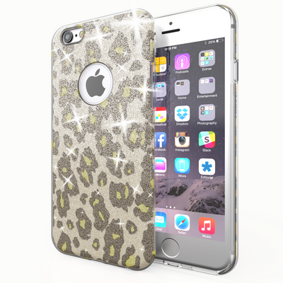 NALIA Handyhülle kompatibel mit iPhone 6 6S, Glitzer Leopard Ultra-Slim Silikon-Case Back-Cover Schutz-Hülle, Glitter Leo Sparkle Handy-Tasche, Dünnes Bling Strass Thin Smart-Phone Etui - Silber Grün Default Title NALIA Protective Hülle