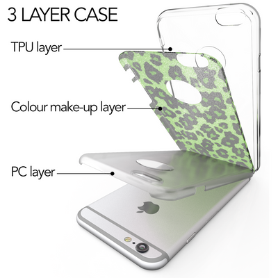 NALIA Handyhülle kompatibel mit iPhone 6 6S, Glitzer Leopard Ultra-Slim Silikon-Case Back-Cover Schutz-Hülle, Glitter Leo Sparkle Handy-Tasche, Dünnes Bling Strass Thin-Fit Smart-Phone Etui - Grün Default Title NALIA Protective Hülle