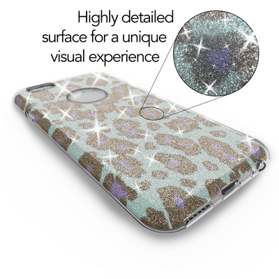 NALIA Handyhülle kompatibel mit iPhone 6 6S, Glitzer Leopard Ultra-Slim Silikon-Case Back-Cover Schutz-Hülle, Glitter Leo Sparkle Handy-Tasche, Dünnes Bling Strass Thin Smart-Phone Etui - Türkis Blau Default Title NALIA Protective Hülle