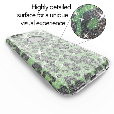 NALIA Handyhülle kompatibel mit iPhone 6 6S, Glitzer Leopard Ultra-Slim Silikon-Case Back-Cover Schutz-Hülle, Glitter Leo Sparkle Handy-Tasche, Dünnes Bling Strass Thin-Fit Smart-Phone Etui - Grün Default Title NALIA Protective Hülle