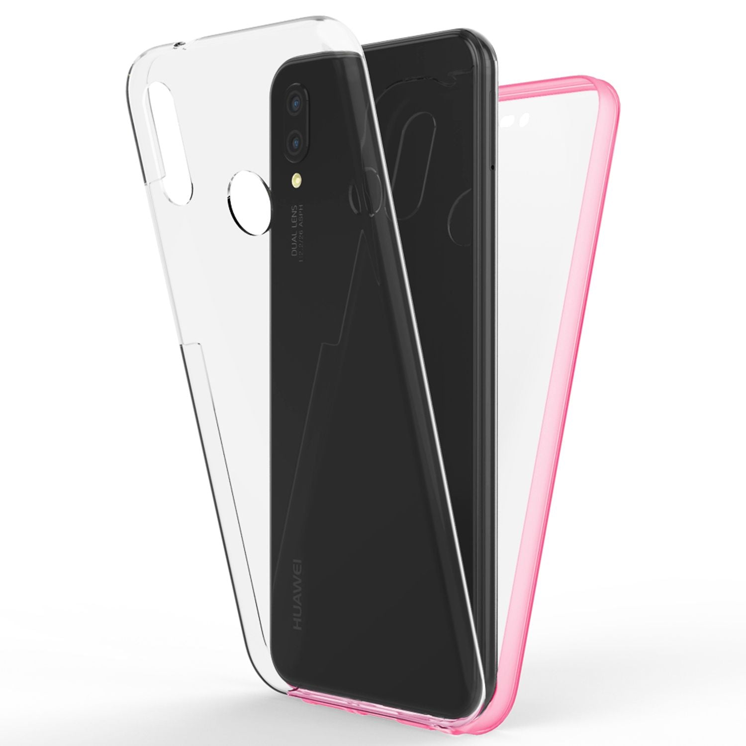 NALIA 360 Grad Handy Hülle für Huawei P20 Lite, Full Cover Case Rundum Bumper Transparent NALIA Transparente Hülle